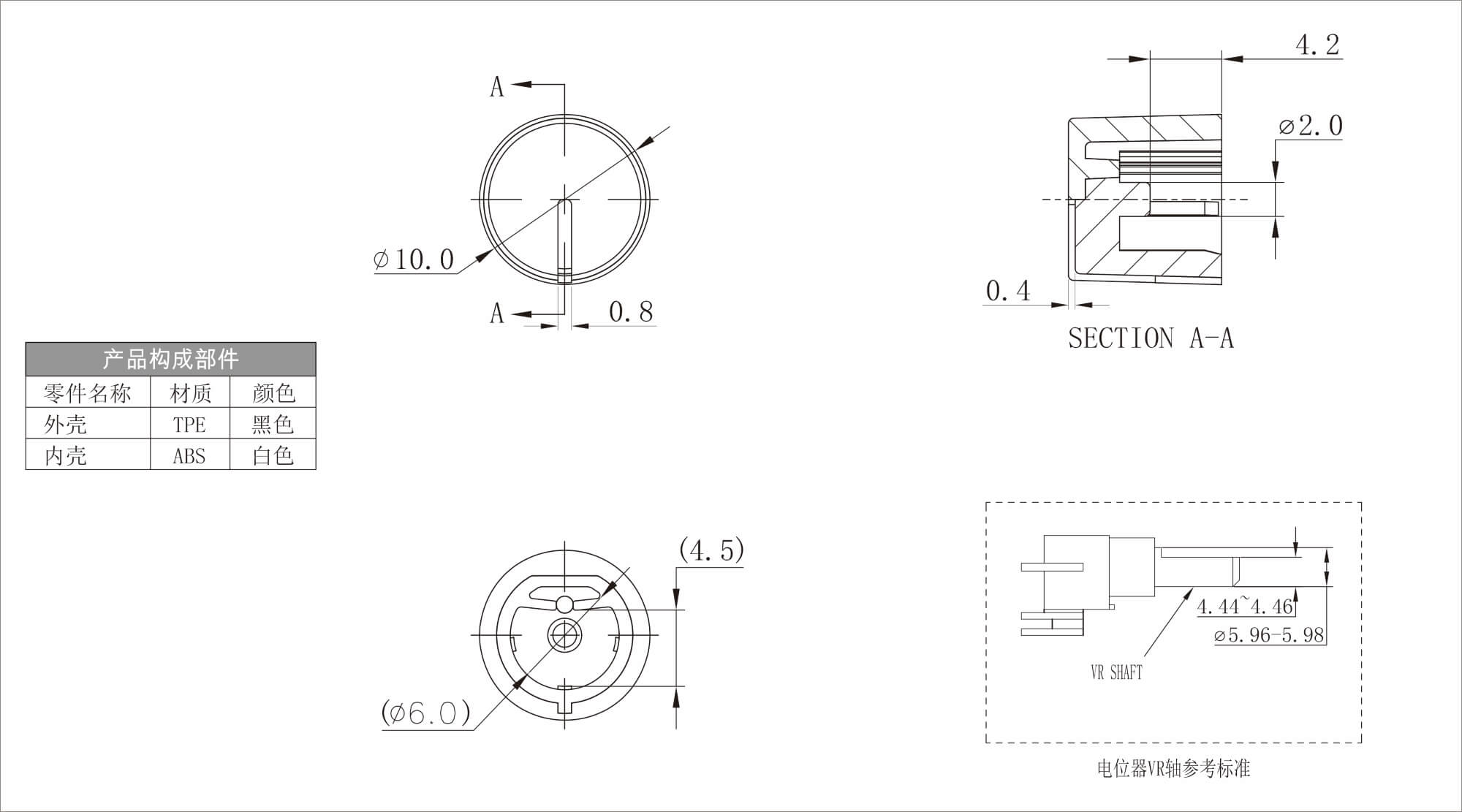 Plastic Two Color Knob X130